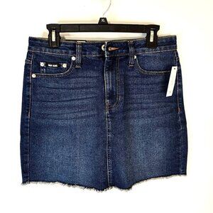 DKNY Jeans Mid Rise Denim Skirt Size 4 17" Midi Length A-Line Comfort Stretch